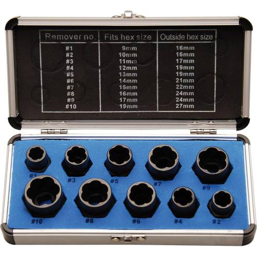 Jeu de Douilles Spiralées Extracteur de Vis 10 mm (3/8 ) - Profil Hélicoïdal 9-19 mm - 10 Pièces - Extraction Facile et Pr - BGS