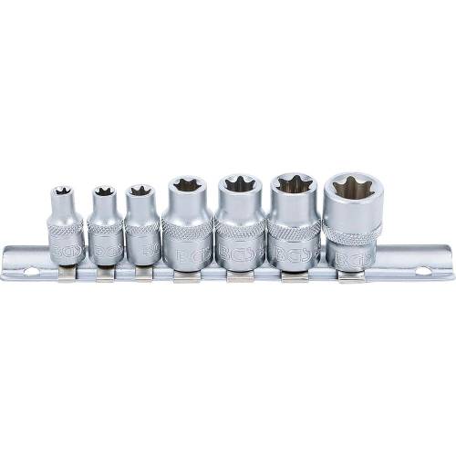 Jeu de Douilles 7 Pièces - 6,3 mm (1/4 ) 10 mm (3/8 ), E6 - E16 - Acier Résistant - Polyvalence et Précision - BGS