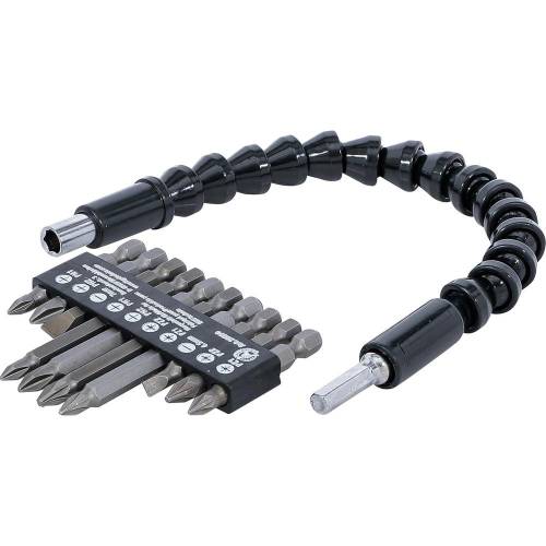 Jeu d Embouts à Axe Flexible 6,3 mm (1/4) - 11 pcs - Polyvalent et Pratique pour Visser en Angles Difficiles - D-Work