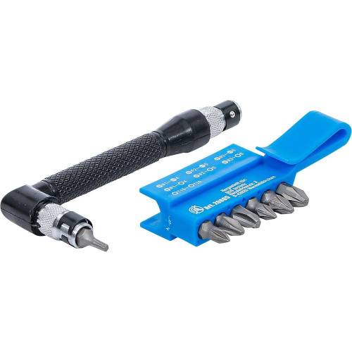 Porte-embouts Angulaire 6,3 mm - 7 Embouts Doubles, 8 pcs - Précision et Accessibilité, Acier, Zones Difficiles - D-Work