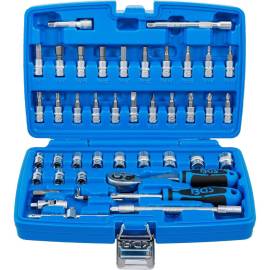 Coffret 46 pcs de Douilles en pouces + embouts - 6,35 mm (1/4) - Acier, Résistant et Complet - Pro - D-Work
