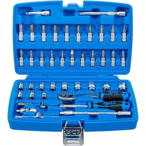 Coffret 46 pcs de Douilles en pouces + embouts - 6,35 mm (1/4) - Acier, Résistant et Complet - Pro - D-Work