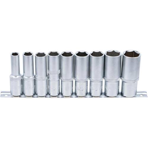 Jeu de Douilles Six Pans Longues 12,5 mm (1/2) 10-24 mm - 9 pcs - Acier Résistant et Précision Professionnelle - D-Work