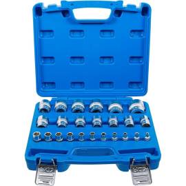 Jeu de Douilles Six Pans 24 pcs - 6,3 mm (1/4) et 12,5 mm (1/2) - Acier Résistant - Polyvalence et Précision - D-Work