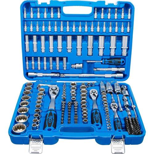 Coffret de Douilles Gear Lock 192 pièces - 6,3 mm (1/4 ), 10 mm (3/8 ), 12,5 mm (1/2 ) - Acier, Système Gear Lock - Polyva - BGS