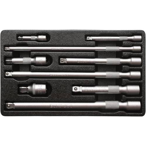 Jeu de Rallonges Basculantes 9 pcs - 6,3 mm (1/4), 10 mm (3/8), 12,5 mm (1/2) - Acier Résistant - Polyvalence et Pra - D-Work