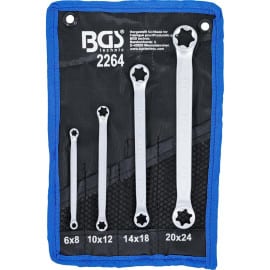 Jeu de Clés à Oeil Doubles Profil E6-E8 à E20-E24 - 4 pcs - Acier Résistant - Précision et Durabilité - D-Work