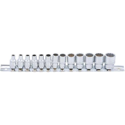 Jeu de Douilles 6,3 mm (1/4) 4-14 mm - 13 pcs, Douze Pans - Précision et Polyvalence, Acier, Pro - D-Work
