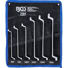 Jeu de Clés à Oeil Doubles Profil E Coudées E6 - E24 - 6 pcs - Acier Résistant et Pratique, Zones Difficiles - D-Work