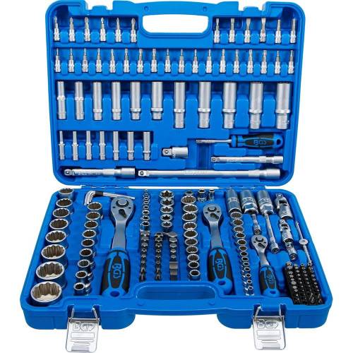 Coffret de Douilles Douze Pans 192 pcs - 6,3 mm (1/4), 10 mm (3/8), 12,5 mm (1/2) - Acier Résistant - Polyvalence et - D-Work