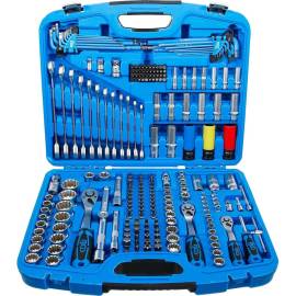 Coffret de Douilles Gear Lock 218 pièces - 6,3 mm (1/4 ), 10 mm (3/8 ), 12,5 mm (1/2 ) - Acier, Système Gear Lock - Polyva - BGS