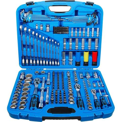 Coffret de Douilles Gear Lock 218 pcs - 6,3 mm (1/4), 10 mm (3/8), 12,5 mm (1/2) - Acier, Système Gear Lock - Polyva - D-Work
