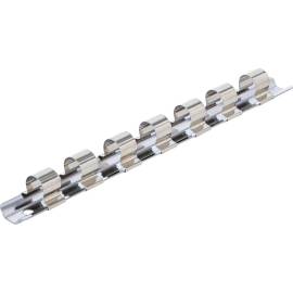 Rail pour Douilles 7 Clips 12,5 mm (1/2) - Acier, 21 x 23 x 209 mm - Fixation Pratique et Solide - D-Work