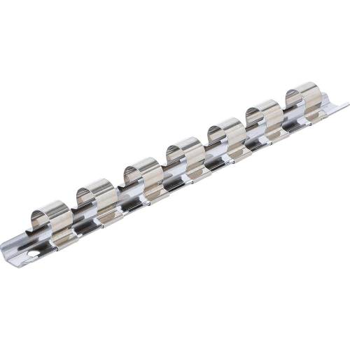 Rail pour Douilles 7 Clips 12,5 mm (1/2) - Acier, 21 x 23 x 209 mm - Fixation Pratique et Solide - D-Work