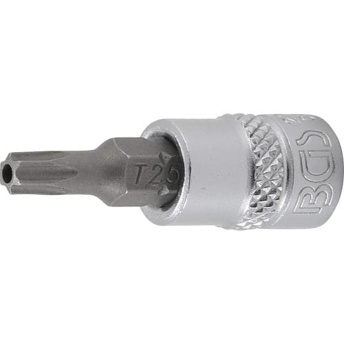 Douille à Embouts 6,3 mm (1/4) Profil T Torx avec Perçage T25 - Précision et Durabilité, Acier - D-Work