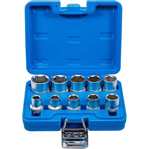 Jeu de Douilles Six Pans 12,5 mm (1/2) - 10 pcs - Acier Résistant - Polyvalence et Durabilité - D-Work