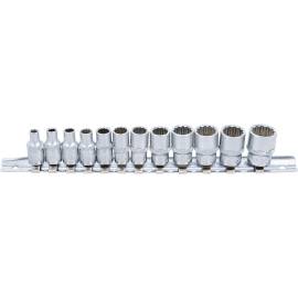 Jeu de Douilles 6,3 mm (1/4) - 12 pcs, Douze Pans - Acier Résistant - Précision et Polyvalence - D-Work