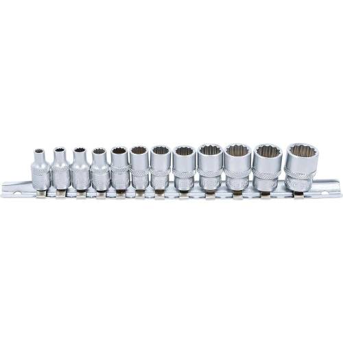 Jeu de Douilles 6,3 mm (1/4) - 12 pcs, Douze Pans - Acier Résistant - Précision et Polyvalence - D-Work