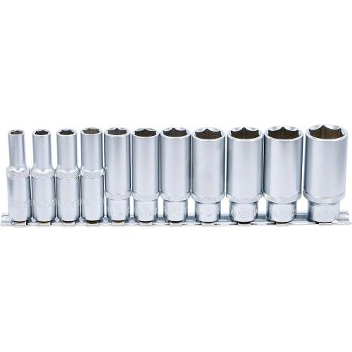 Jeu de Douilles Six Pans Longues 10 mm (3/8 ) - 11 Pièces - Acier Résistant - Précision et Durabilité - BGS