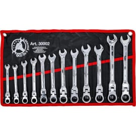 Jeu de Clés Mixtes à Cliquet 8-19 mm - Têtes Flexibles, 12 Pièces - Précision et Confort d Utilisation - BGS