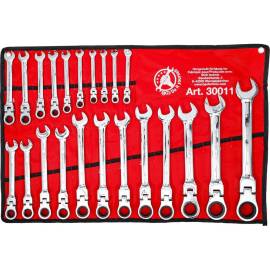 Jeu de Clés Mixtes à Cliquet 6-32 mm - Têtes Flexibles, 22 pcs - Précision et Confort d Utilisation - D-Work
