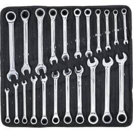 Jeu de Clés Mixtes à Cliquet 22 pcs - Métriques et Pouces - Précision et Polyvalence, Acier, Zones Difficiles - D-Work