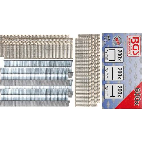 Assortiment Agrafes, Boulons et Clous 600 Pièces - Acier, Mixte - Fixation Polyvalente et Pratique - BGS