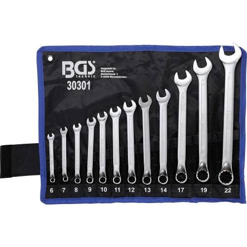 Jeu de Clés Mixtes Coudées 6-22 mm - 12 Pièces - Acier Résistant et Précision Professionnelle - BGS