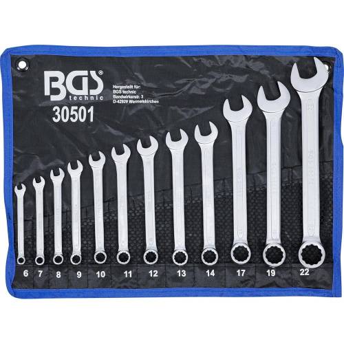 Jeu de Clés Mixtes 6-22 mm - 12 Pièces - Acier Résistant et Pratique pour Mécanique et Bricolage - BGS