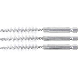 Brosse Plate Nylon 10 mm - 3 Pièces, 6,3 mm (1/4 ) - Résistante et Polyvalente pour Nettoyage Précis - BGS