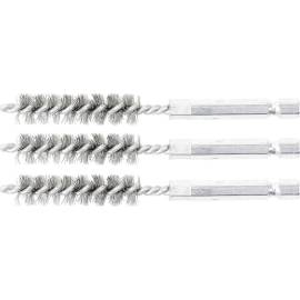 Brosse en Acier 3 Pièces - 11 mm, 6,3 mm (1/4 ) - Résistante et Polyvalente pour Nettoyage et Débouchage - BGS