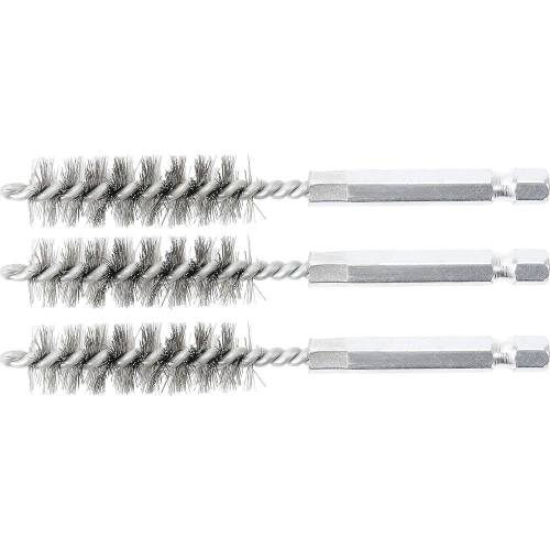 Brosse en Acier 3 Pièces - 13 mm, 6,3 mm (1/4 ) - Résistante et Polyvalente pour Nettoyage et Débouchage - BGS