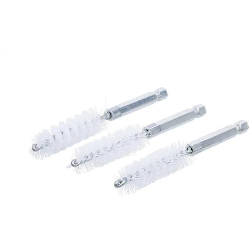 Brosse Plate Nylon 14 mm - Lot de 3, Manche 6,3 mm (1/4 ) - Résistante et Polyvalente pour Nettoyage Précis - BGS