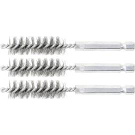 Brosse en Acier 3 Pièces - 14 mm, 6,3 mm (1/4 ) - Résistante et Polyvalente pour Nettoyage et Débouchage - BGS