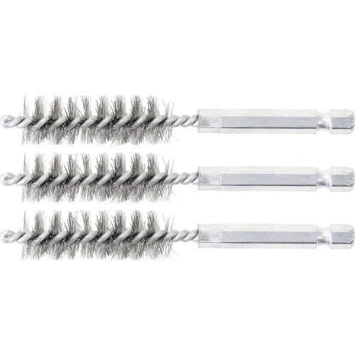 Brosse en Acier 3 Pièces - 14 mm, 6,3 mm (1/4 ) - Résistante et Polyvalente pour Nettoyage et Débouchage - BGS