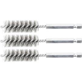 Brosse en Acier 15 mm - 3 Pièces, 6,3 mm (1/4 ) - Résistante et Polyvalente pour Nettoyage et Décapage - BGS