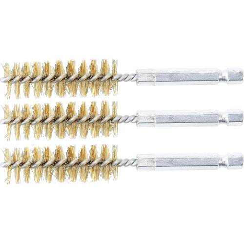Brosse en Laiton 3 Pièces 15 mm Ø - 6,3 mm (1/4 ) - Résistante et Polyvalente pour Nettoyage Précis - BGS