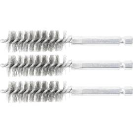 Brosse en Acier 3 pcs - 16 mm D., 6,3 mm (1/4) - Résistante et Polyvalente pour Nettoyage et Débouchage - D-Work