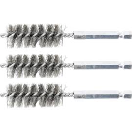 Brosse en Acier 3 pcs - 18 mm, 6,3 mm (1/4) - Résistante et Polyvalente pour Nettoyage et Débouchage - D-Work