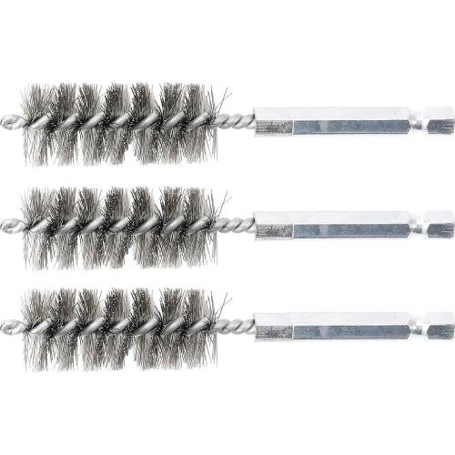 Brosse en Acier 3 Pièces - 18 mm, 6,3 mm (1/4 ) - Résistante et Polyvalente pour Nettoyage et Débouchage - BGS