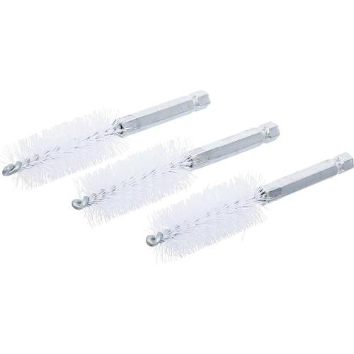 Brosse Plate Nylon 18 mm - Lot de 3, Manche 6,3 mm (1/4 ) - Résistante et Polyvalente pour Nettoyage Précis - BGS
