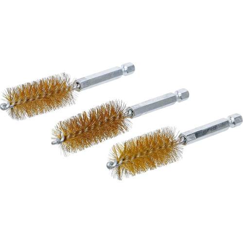 Brosse en Laiton 3 Pièces Ø19 mm - 6,3 mm (1/4 ) - Résistante et Polyvalente pour Nettoyage Précis - BGS