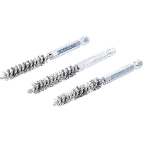 Brosse en Acier 3 Pièces - 9 mm, 6,3 mm (1/4 ) - Nettoyage et Dérouillage Efficace - BGS