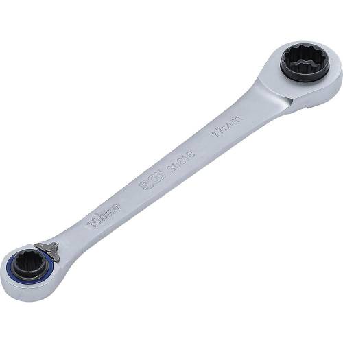 Clés Polygonales à Cliquet 4 en 1 - 10x12 mm, 14x17 mm - Acier Résistant - Praticité et Polyvalence - BGS
