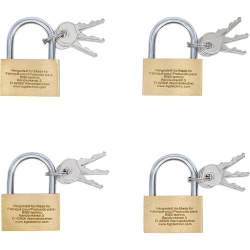 Jeu de Cadenas en Laiton 40 mm - 4 Pièces, Verrouillage Simultané - Sécurité et Praticité - BGS