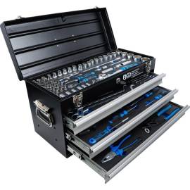 Caisse à Outils Métallique 3 Tiroirs - 143 Outils Complets - Robuste et Organisée pour Atelier - BGS