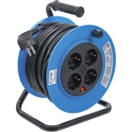 Enrouleur de Câble 15 m 3 x 1,5 mm - 4 Prises, IP20, 3000 W - Sécurité et Praticité - BGS