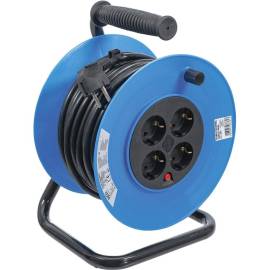 Enrouleur de Câble 25 m 3 x 1,5 mm - 4 Prises, IP20, 3000 W - Sécurité et Praticité, Pro - D-Work
