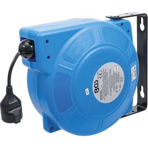 Enrouleur de Câble Automatique 15 m - - Rangement Pratique et Sécurisé - BGS
