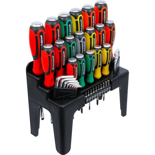 Jeu de Tournevis 44 pcs - Assortiment d Embouts dans Présentoir Plastique - Polyvalent et Pratique - D-Work